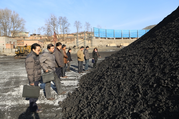 檢查組成員深入煤場(chǎng)了解煤質(zhì)情況