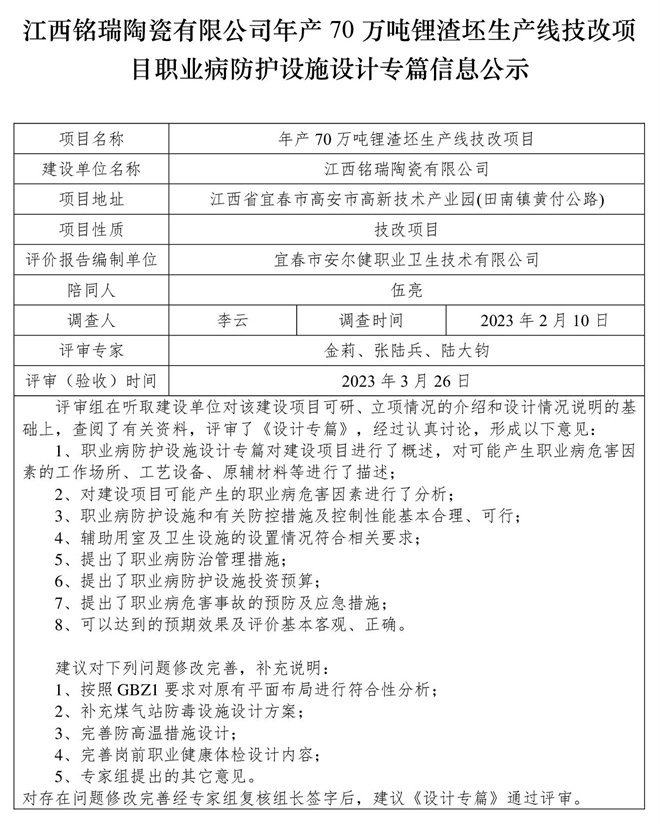 江西銘瑞陶瓷有限公司年產(chǎn)70萬噸鋰渣坯生產(chǎn)線技改項(xiàng)目職業(yè)病防護(hù)設(shè)施三同時(shí)工作公示信息（設(shè)計(jì)）.jpg