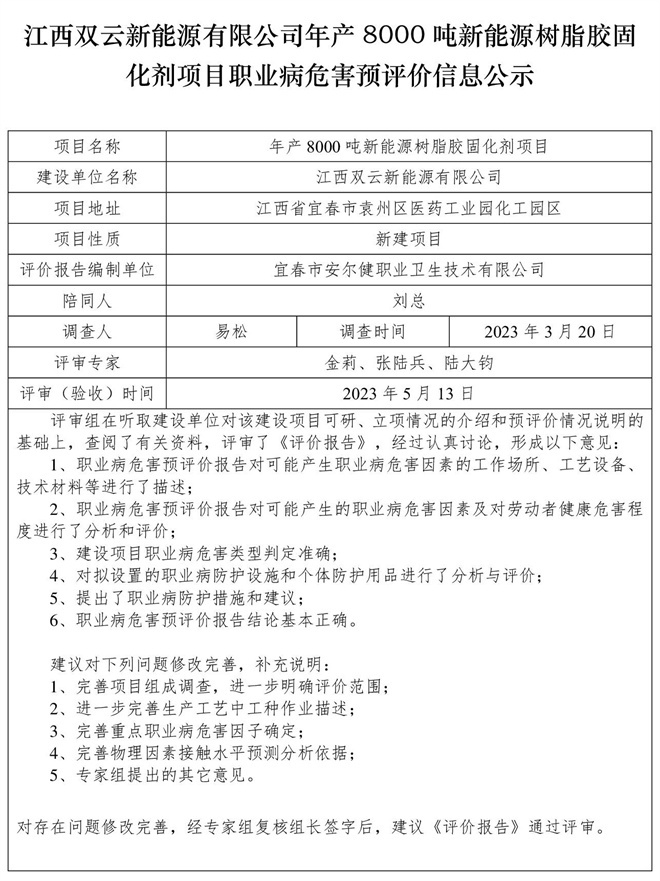 江西雙云新能源有限公司年產(chǎn)8000噸新能源樹脂膠固化劑項(xiàng)目職業(yè)病危害預(yù)評價(jià)信息公示.jpg